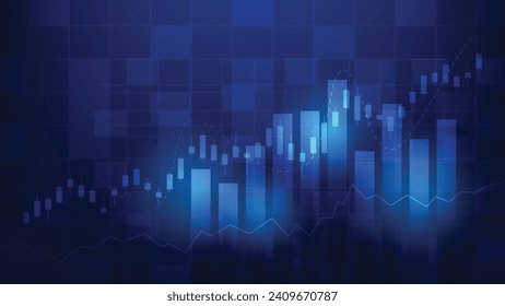 finance background with stock market statistic trend with candlesticks and bar chart