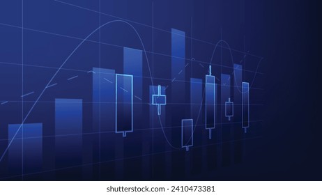 finance background with stock market statistic trend with candlesticks and bar chart