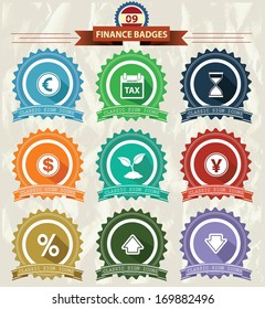 Finance Badges icons,Retro style,vector