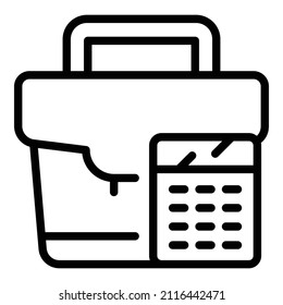 vector de contorno de icono de bolso financiero. Dinero. Mercado de personas