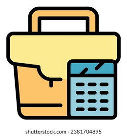 Finance bag icon outline vector. Money company. People market color flat