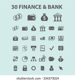 finance, bank, credit, savings, investment  icons, signs vector concept set for infographics, mobile, website, application
