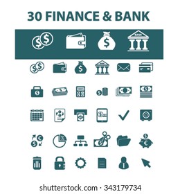 finance, bank, credit, savings, investment  icons, signs vector concept set for infographics, mobile, website, application

