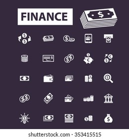 finance, bank, credit, savings, investment  icons, signs vector concept set for infographics, mobile, website, application
