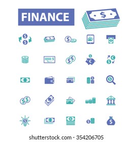 finance, bank, credit, savings, investment  icons, signs vector concept set for infographics, mobile, website, application
