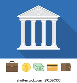 Finance bank flat icon set for your web site business