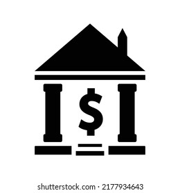 Finance, bank icon. Black vector graphics.