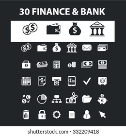 finance, bank, money, cash, coins, investment icons, signs concept vector set for website, mobile, infographics