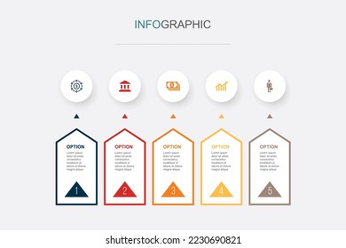 Finance, Bank, Money, Graph, Businessman icons Infographic design template. Creative concept with 5 steps
