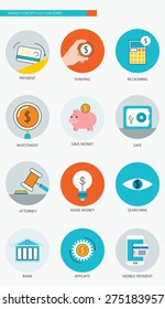 Finance and banking business concept Flat icons set 
