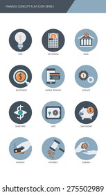 Finance and banking business concept Flat icons set 