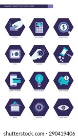 Finance and banking business concept Flat icons set 