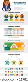 Finance and banking charts set for presentation slide templates. Business process charts. Teamwork concept can be used for annual report, advertising, flyer layout and banner design.