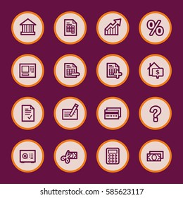 Finance and banking, credit card and cash, atm and rent, tax and mortgage, web vector stock icons