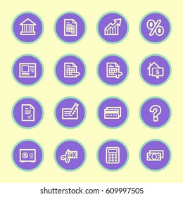 Finance and banking, credit card and cash, atm and rent, tax and mortgage, web vector stock icons