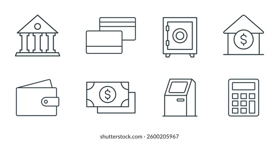 Finance and Banking Icon Set, Concept of Filed Banking and Money Management icons vector illustration