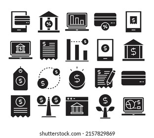 finance and banking icons set 
