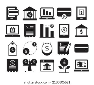 finance and banking icons set vector illustration