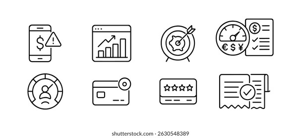 Finance, banking line icon set - money, investment, saving symbols