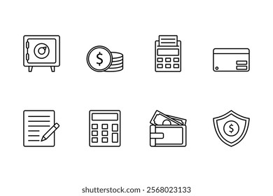 Finance and Banking Line Icons Set. Money Management Essentials