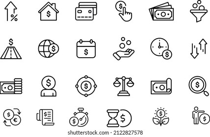 Finance and Banking line icons vector design