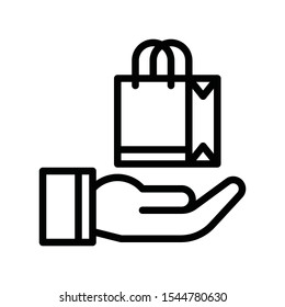 finance,  banking and money related holding hand bag  vector with lineal or editable stroke design