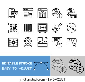 finance banking and money related payment vector in lineal or editable stroke