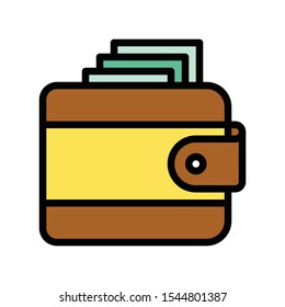 finance,  banking and money related money in wallet vector with Editable stroke