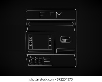 finance and banking services: vector of an atm bank (mesh background)
