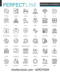 Finance and Banking thin line web icons set. Outline stroke icon design.