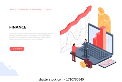 Cartel financiero. Ilustración sobre el tema de las finanzas, las empresas y el comercio de valores. Concepto para el desarrollo de sitios y sitios móviles. Ilustración del vector