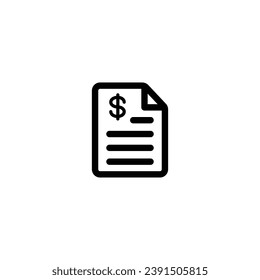 Ilustración vectorial de icono de la factura de finanzas. icono de esquema para aplicaciones web, ui y móviles