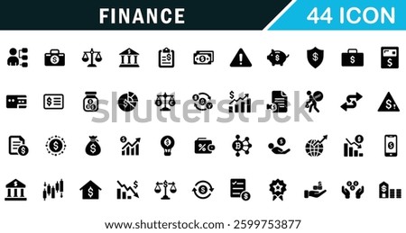 Finance black fill icon set design . business, symbol, set, money, growth, account, finance, icon, illustration, design and more.