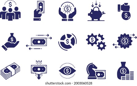 Financiar diseño vectorial de iconos negros 