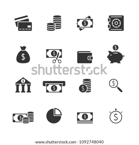 Finance blak icons set