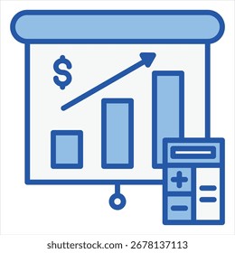 Ilustración de icono único blanco azul de finanzas