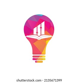 Finance book bulb shape logo design. Business growth education logo design.	