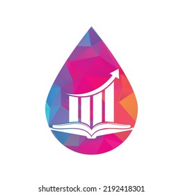 Diseño del logotipo del concepto de forma de caída del libro de finanzas. Diseño del logotipo de educación para el crecimiento empresarial.	