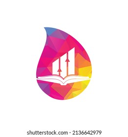 Diseño del logotipo de la forma de caída del libro de finanzas. Diseño del logotipo de educación para el crecimiento empresarial.