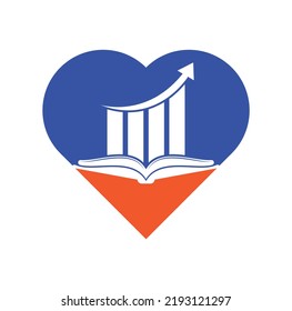 Finance book heart shape concept logo design. Business growth education logo design.	
