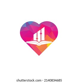 Finance book heart shape logo design. Business growth education logo design.