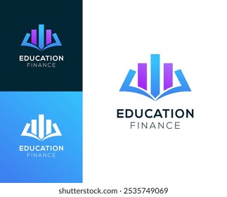 Finance book logo. Book with bar chart vector logo design.