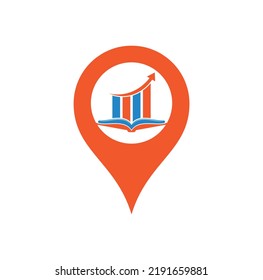 Finance book map pin shape concept logo design. Business growth education logo design.	

