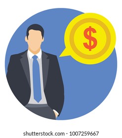 Finance bubble, flat icon business talk
