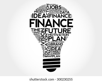 FINANCE bulb word cloud, business concept