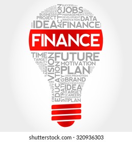 FINANCE bulb word cloud, business concept