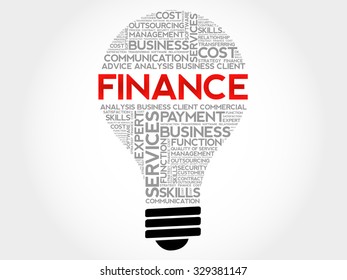 FINANCE bulb word cloud, business concept