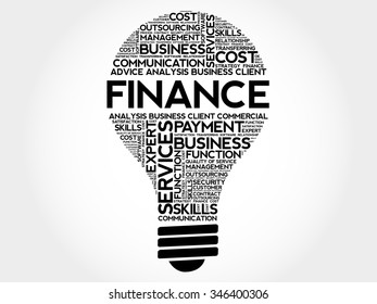 FINANCE bulb word cloud, business concept