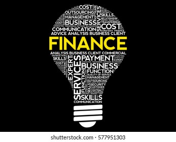 FINANCE bulb word cloud, business concept