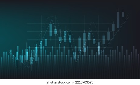 finance and business background. bar chart and candlestick chart show stock market trading price